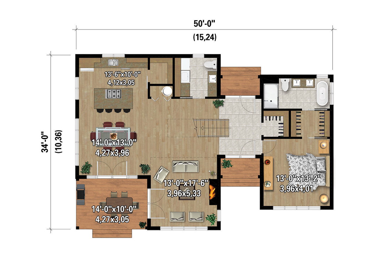 Farmhouse House Plan - 70938 - 1st Floor Plan
