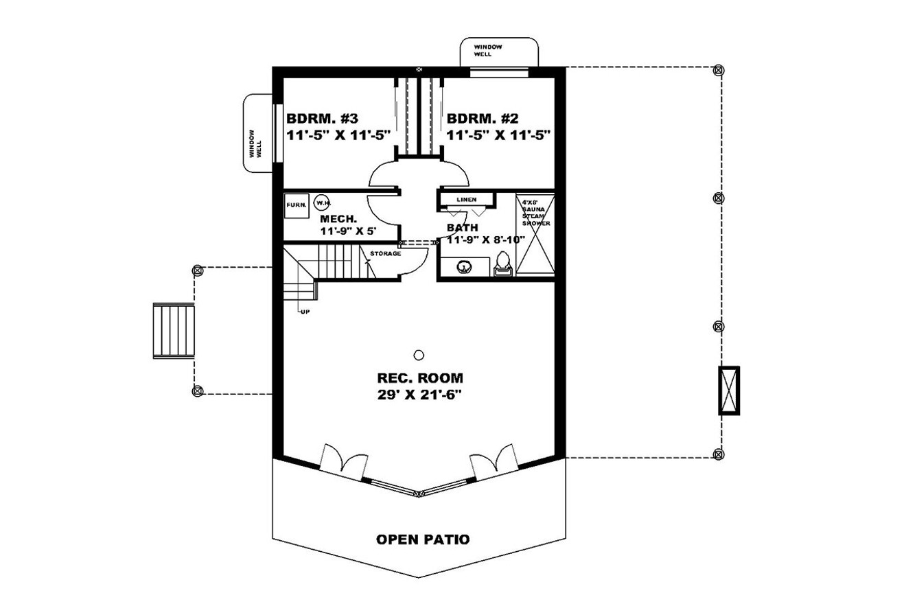 Mountain Rustic House Plan - 32397 - Basement Floor Plan