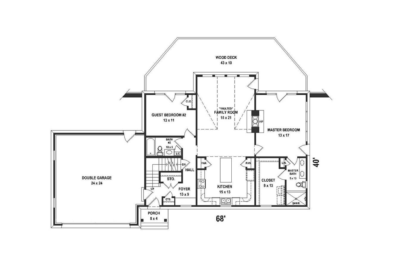 Country House Plan - 22538 - 1st Floor Plan