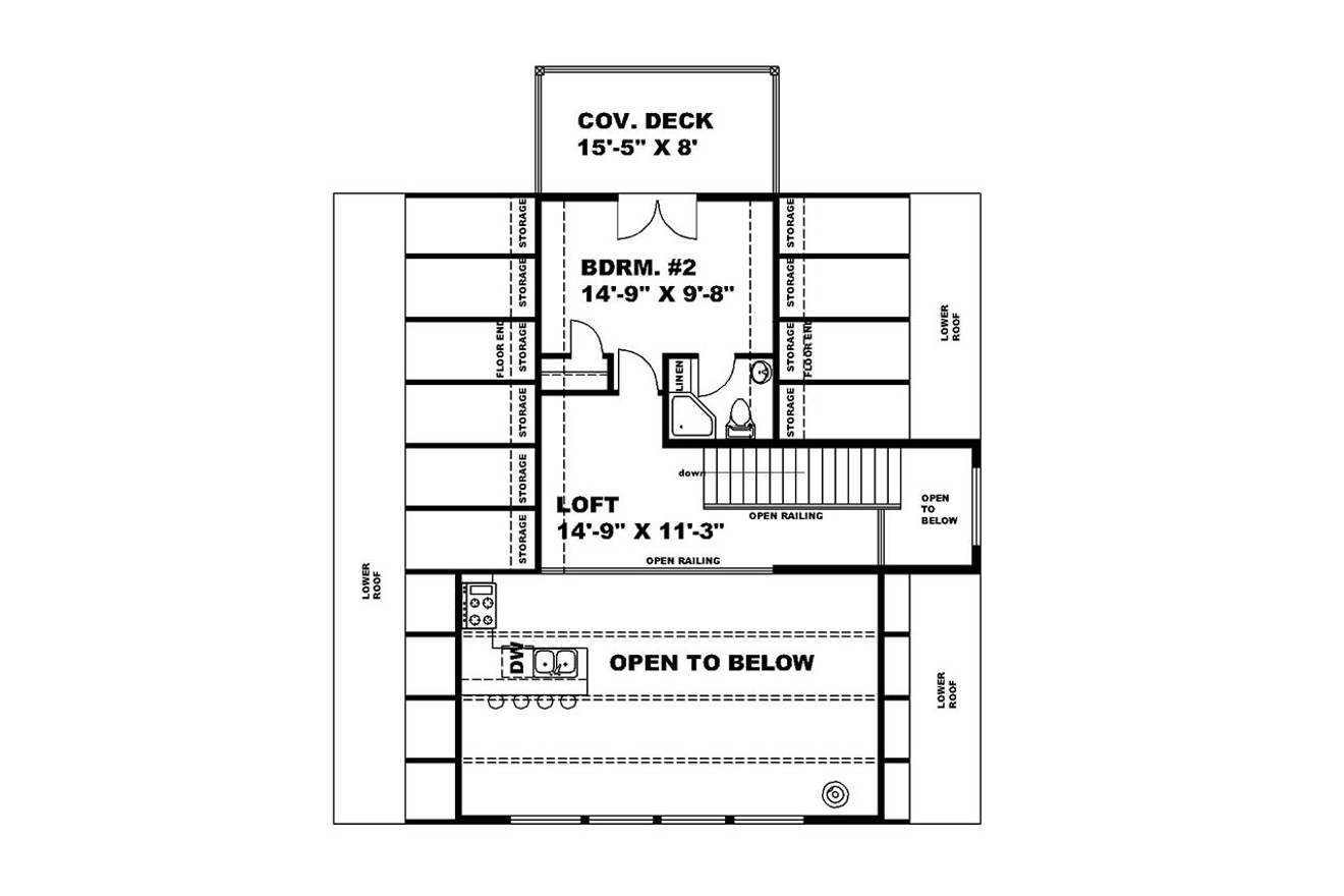 A-Frame House Plan - 54140 - 2nd Floor Plan