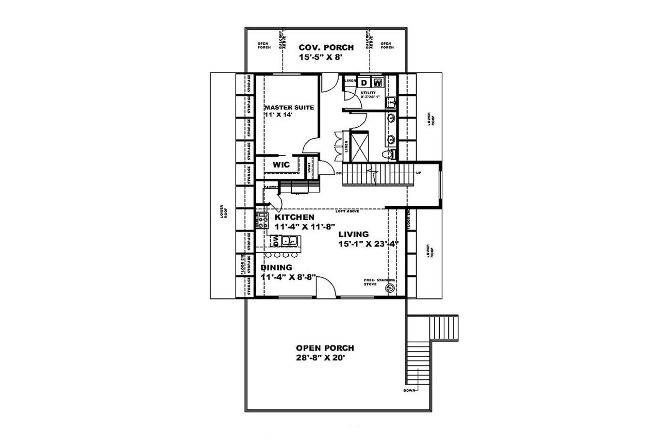 A-Frame House Plan - 54140 - 1st Floor Plan
