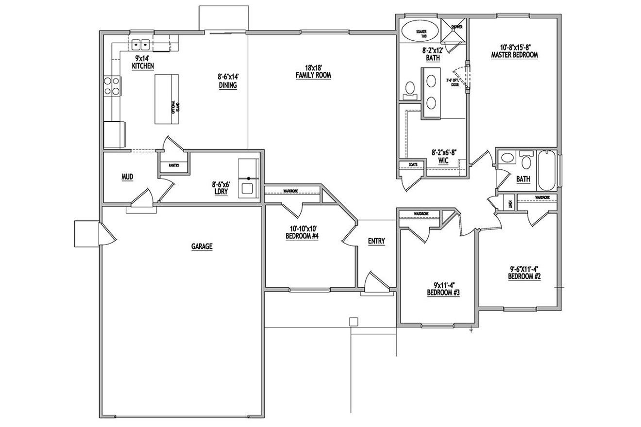Ranch House Plan - 65656 - 1st Floor Plan