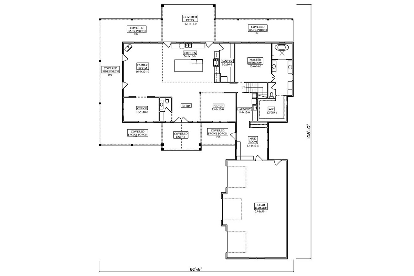 Craftsman House Plan - Mitchell Gulch 28775 - 1st Floor Plan