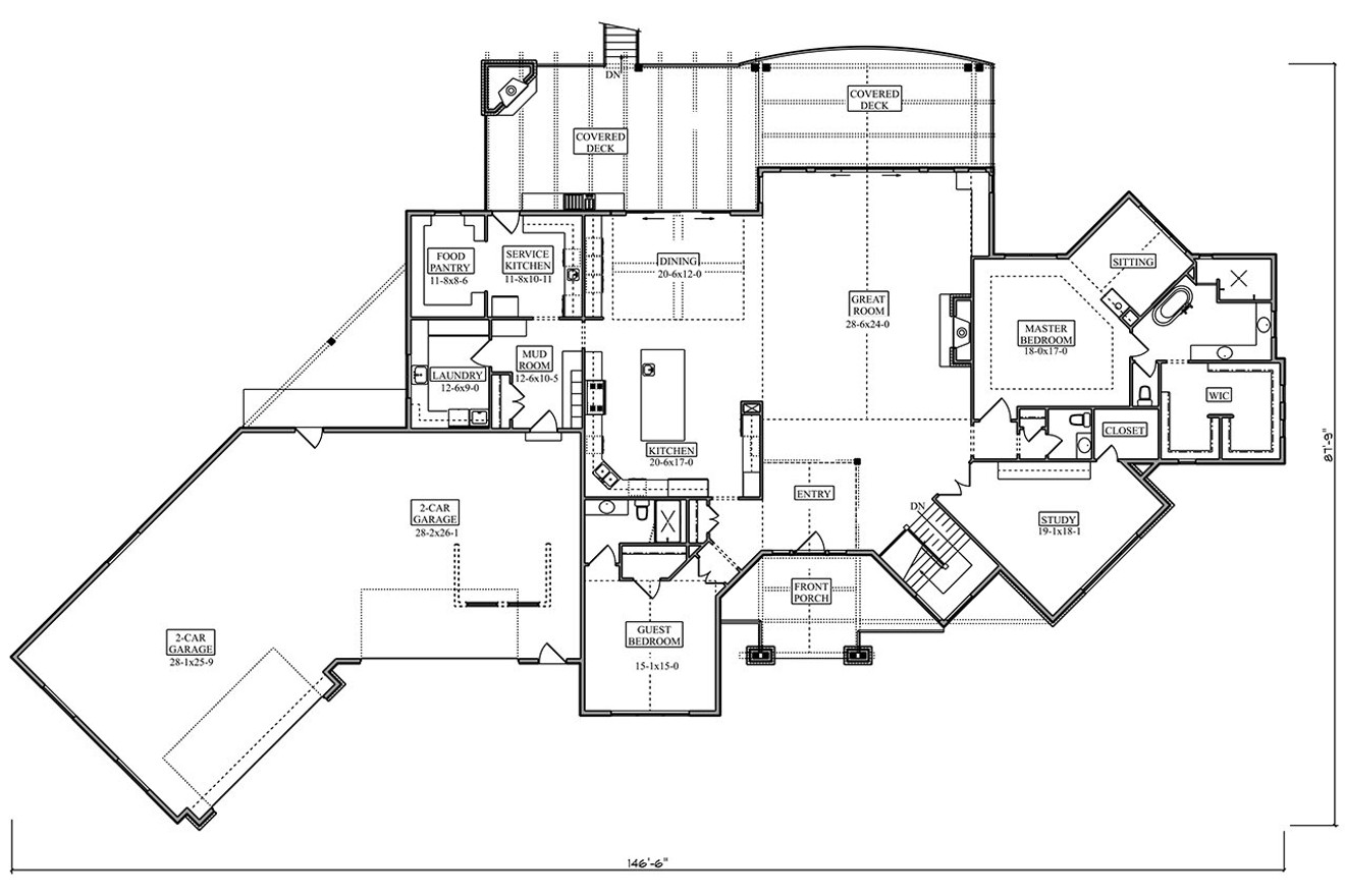 Craftsman House Plan - Southmoore Park 96117 - 1st Floor Plan