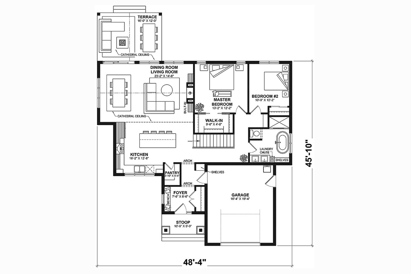 French Country House Plan - Hubert 2 54463 - 1st Floor Plan