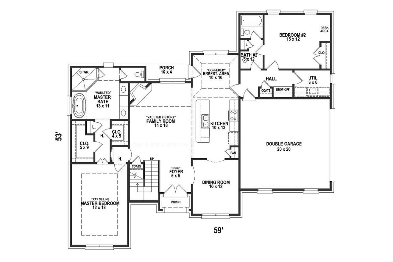 French Country House Plan - 29384 - 1st Floor Plan