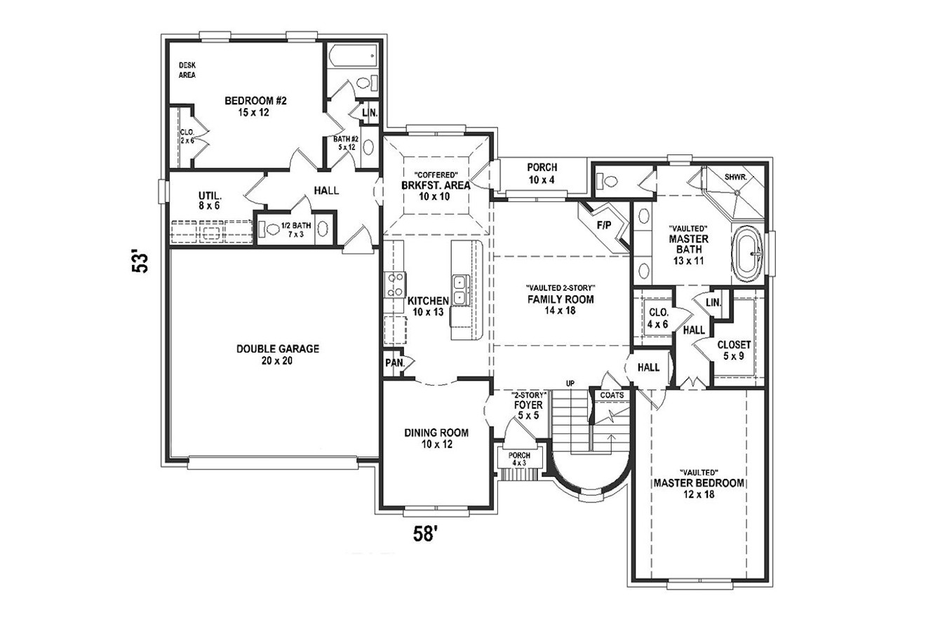 French Country House Plan - 64030 - 1st Floor Plan