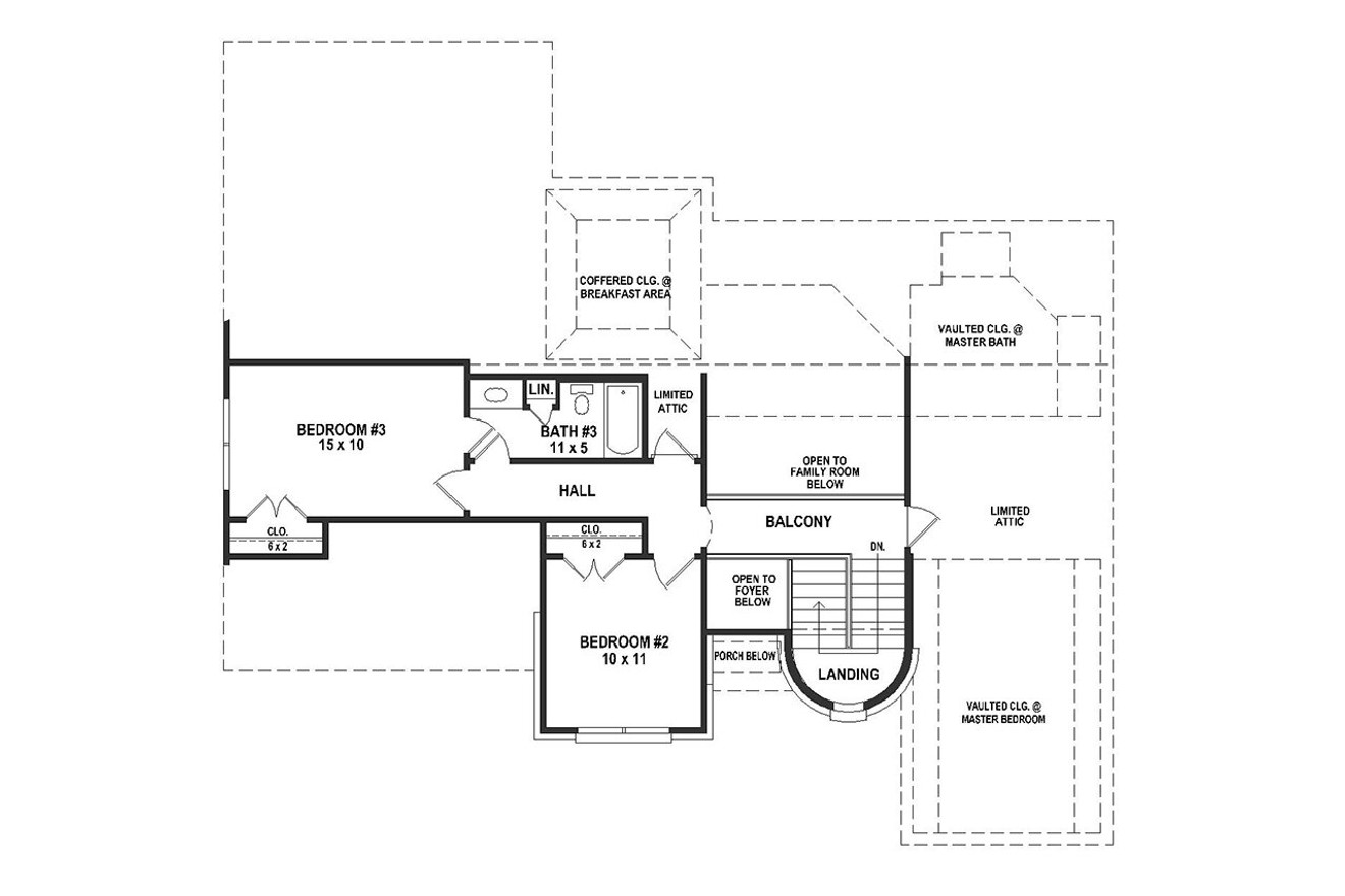 Secondary Image - French Country House Plan - 64030 - 2nd Floor Plan