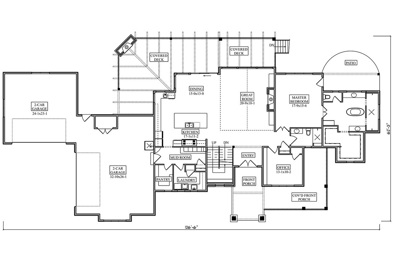 Craftsman House Plan - Cottonwood Creek 91823 - 1st Floor Plan