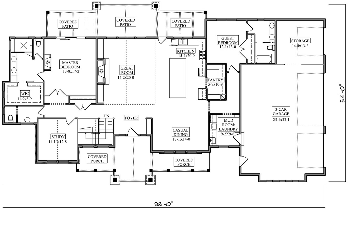 Ranch House Plan - Virginia Dale 72340 - 1st Floor Plan