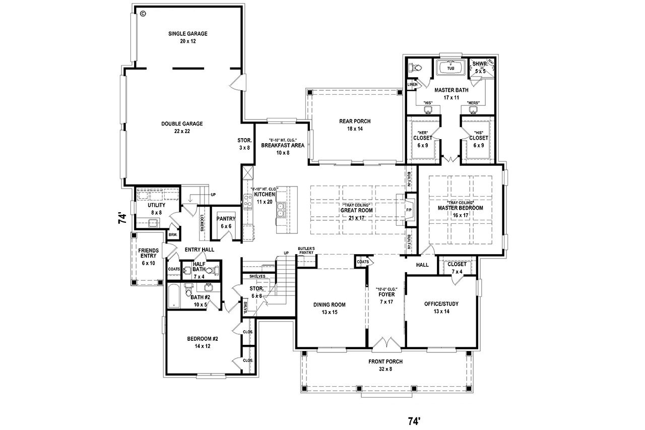 Traditional House Plan - 88593 - 1st Floor Plan