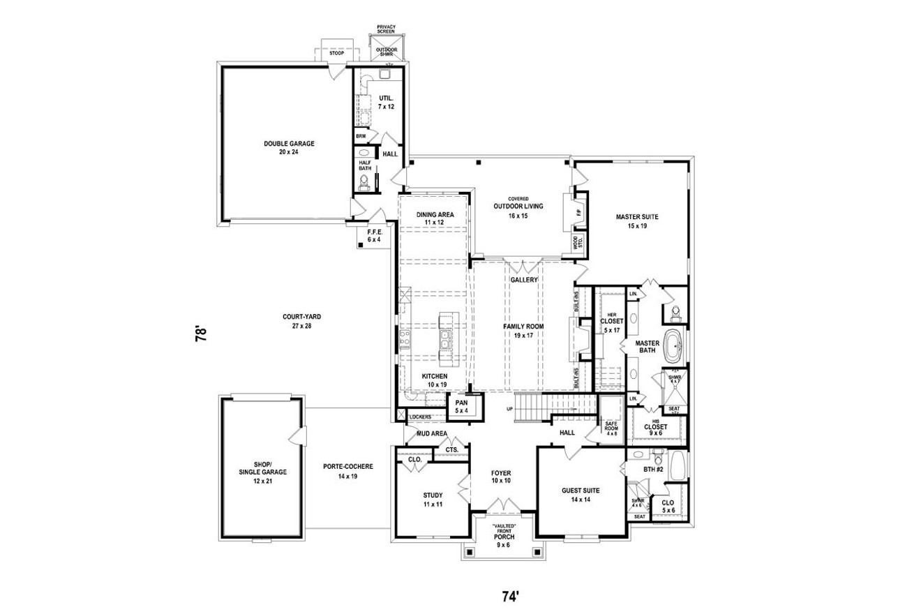 Craftsman House Plan - 80833 - 1st Floor Plan