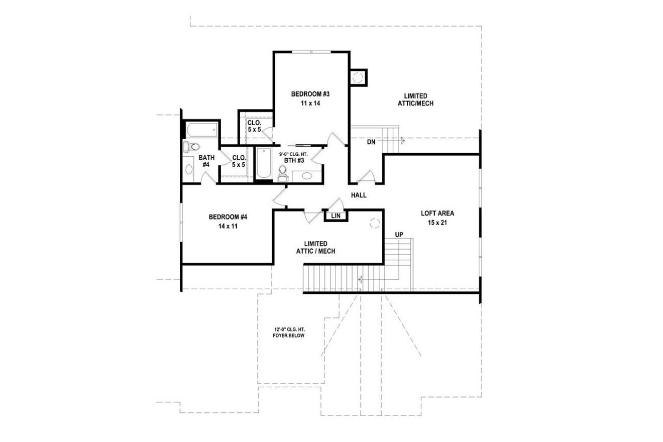 Secondary Image - Craftsman House Plan - 80833 - 2nd Floor Plan