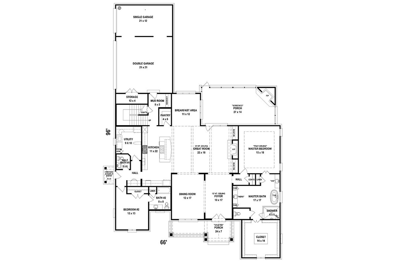 French Country House Plan - 35023 - 1st Floor Plan