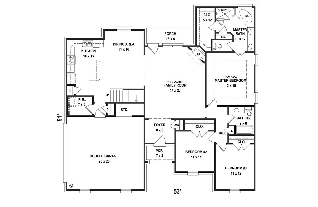 French Country House Plan - 95398 - 1st Floor Plan