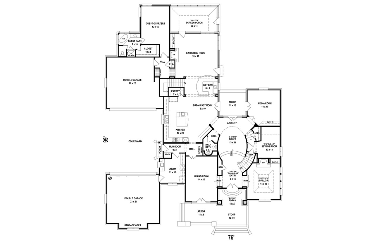French Country House Plan - 96715 - 1st Floor Plan