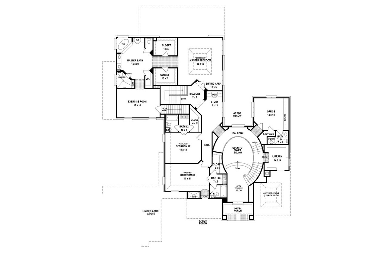 Secondary Image - French Country House Plan - 96715 - 2nd Floor Plan