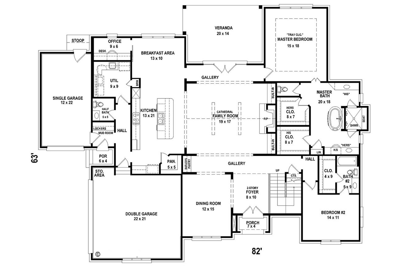 Classic House Plan - 60253 - 1st Floor Plan