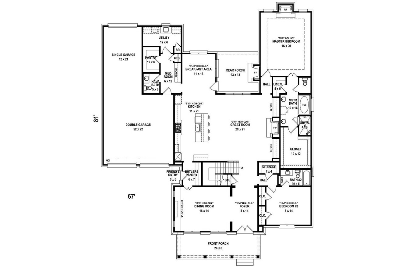 Traditional House Plan - 78432 - 1st Floor Plan