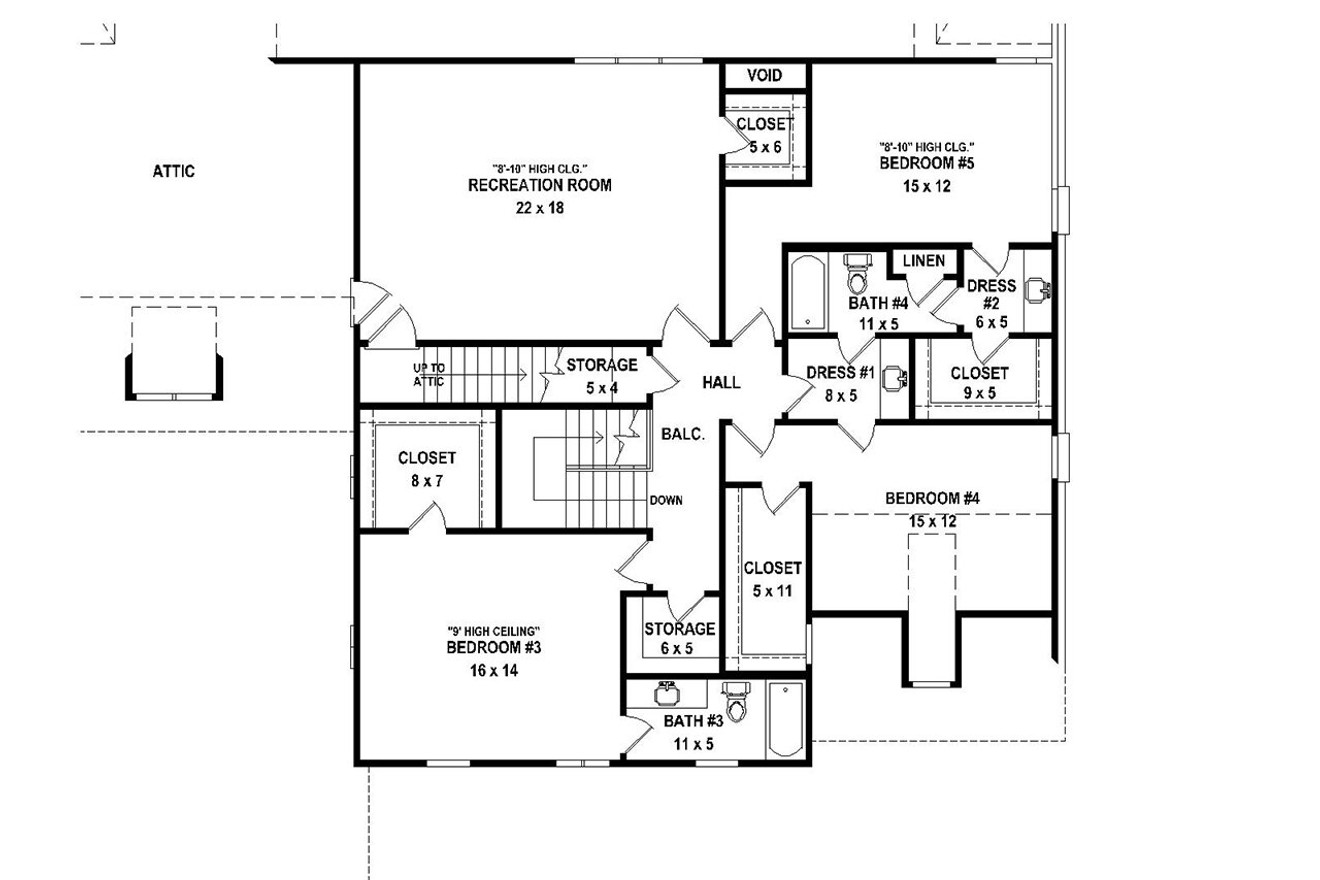 Secondary Image - Traditional House Plan - 78432 - 2nd Floor Plan