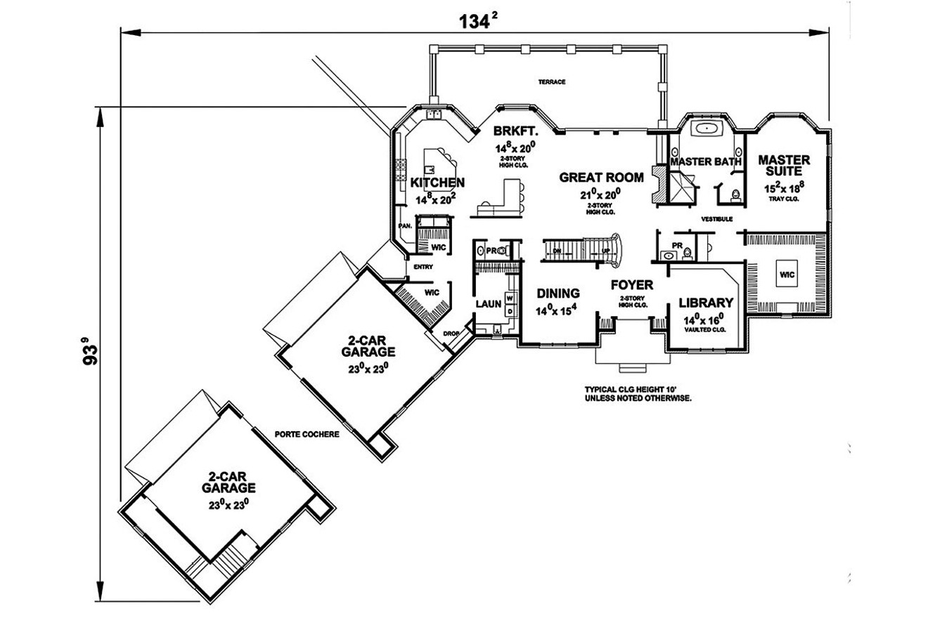 French Country House Plan - Jennifer 68762 - 1st Floor Plan