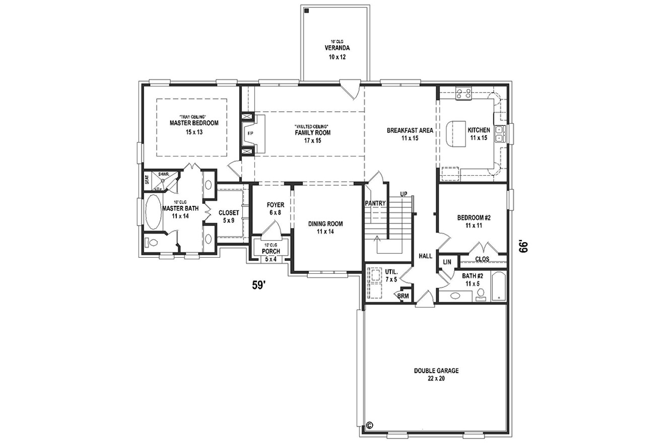 French Country House Plan - 22033 - 1st Floor Plan
