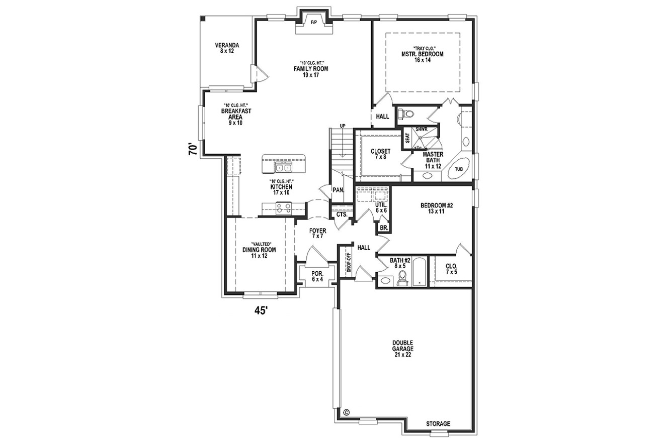 French Country House Plan - 19350 - 1st Floor Plan