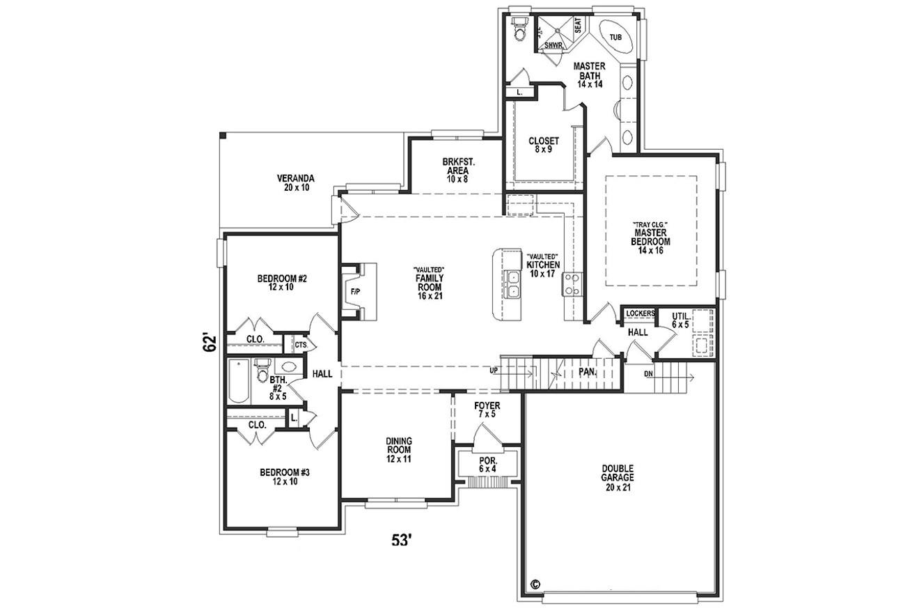 French Country House Plan - 77952 - 1st Floor Plan