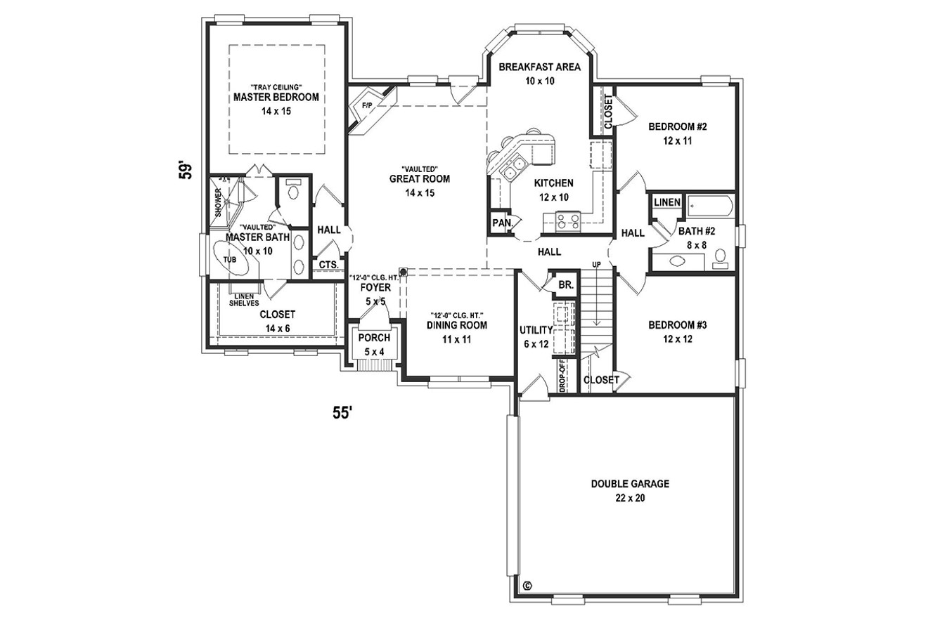 French Country House Plan - 28669 - 1st Floor Plan