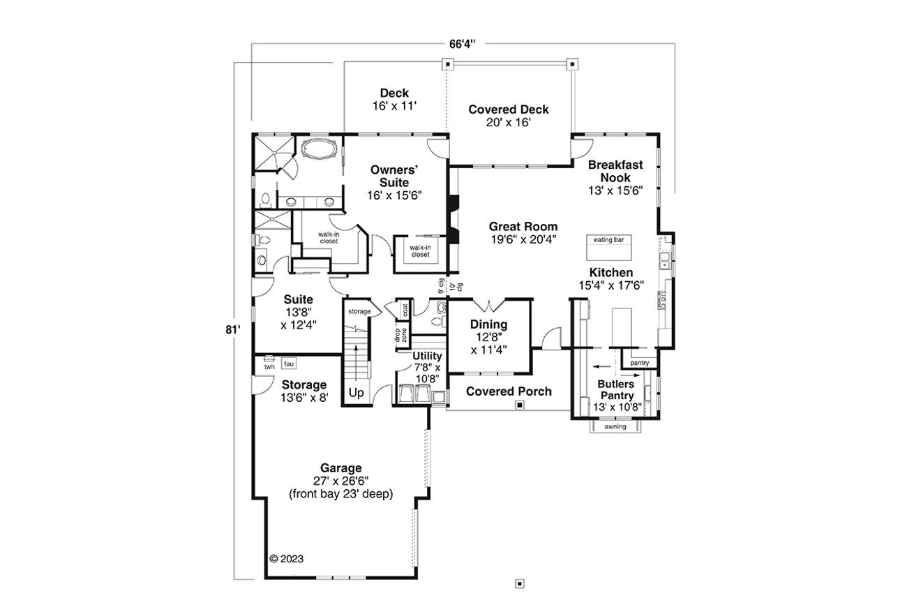 Craftsman House Plan - Winterbrook 66046 - 1st Floor Plan
