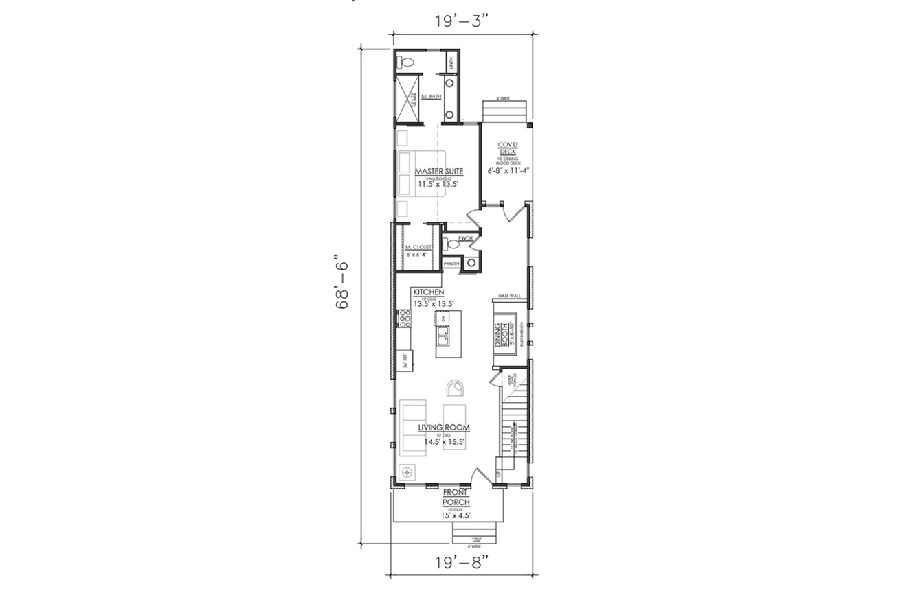 European House Plan - 70453 - 1st Floor Plan