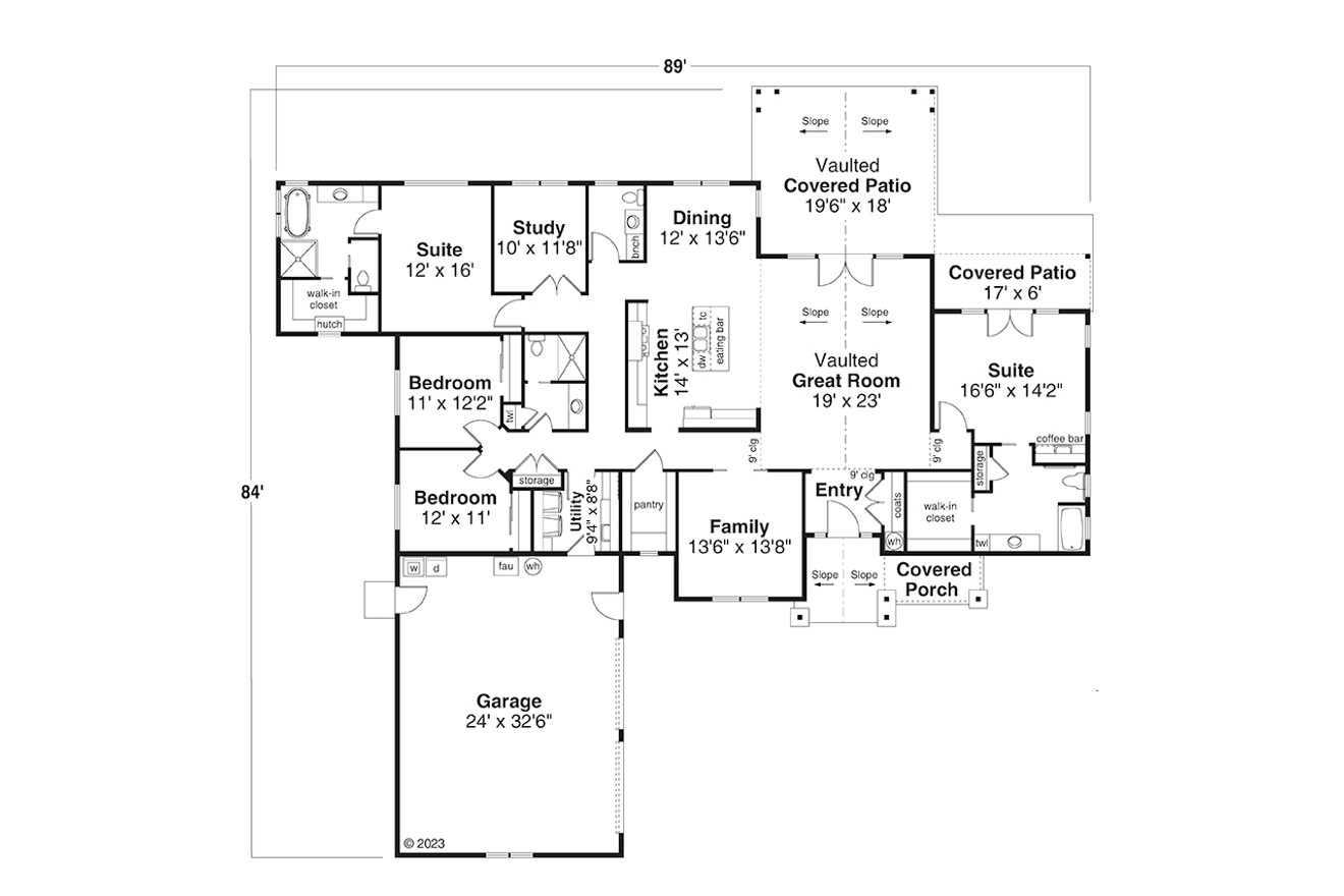 Craftsman House Plan - Thornton 89700 - 1st Floor Plan
