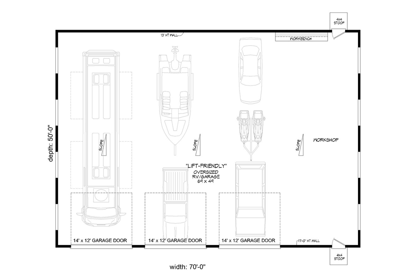 Contemporary House Plan - Hightower Spring RV Garag 99416 - 1st Floor Plan