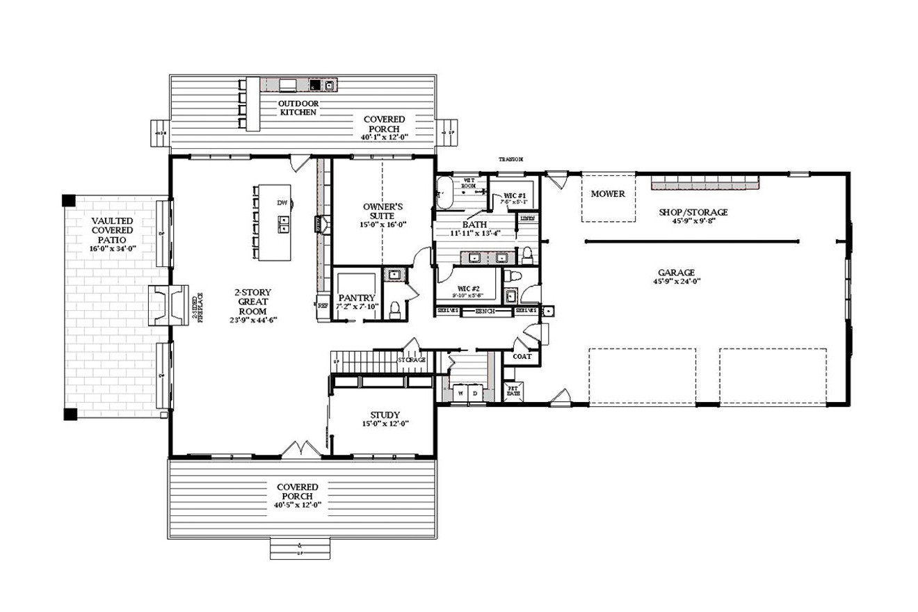 Craftsman House Plan - 55706 - 1st Floor Plan