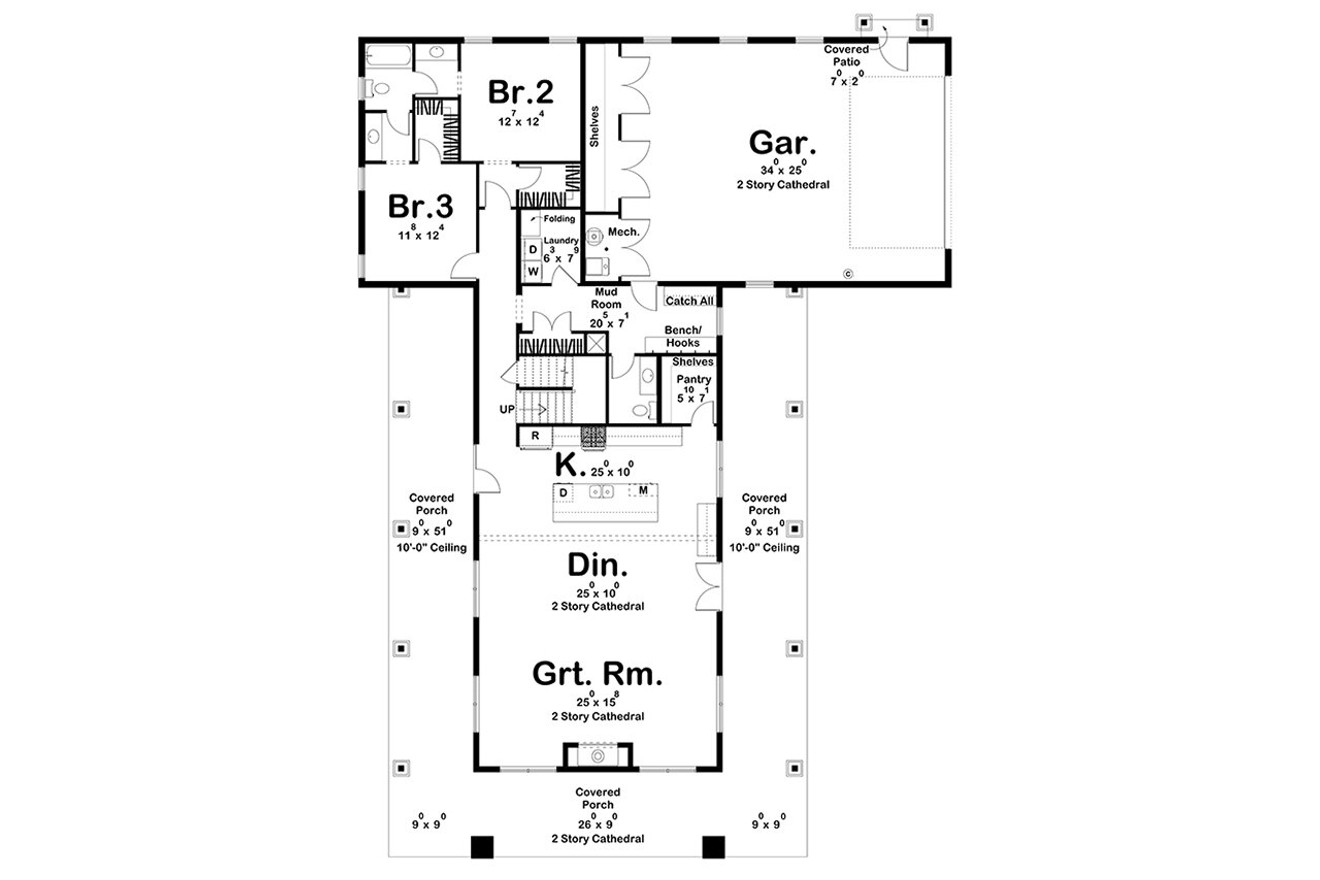 Craftsman House Plan - Marion  93587 - 1st Floor Plan
