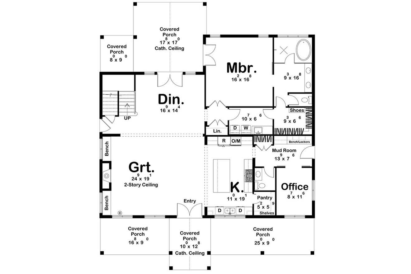 Craftsman House Plan - Saratoga  89729 - 1st Floor Plan