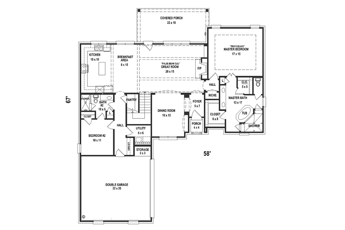 French Country House Plan - 62492 - 1st Floor Plan