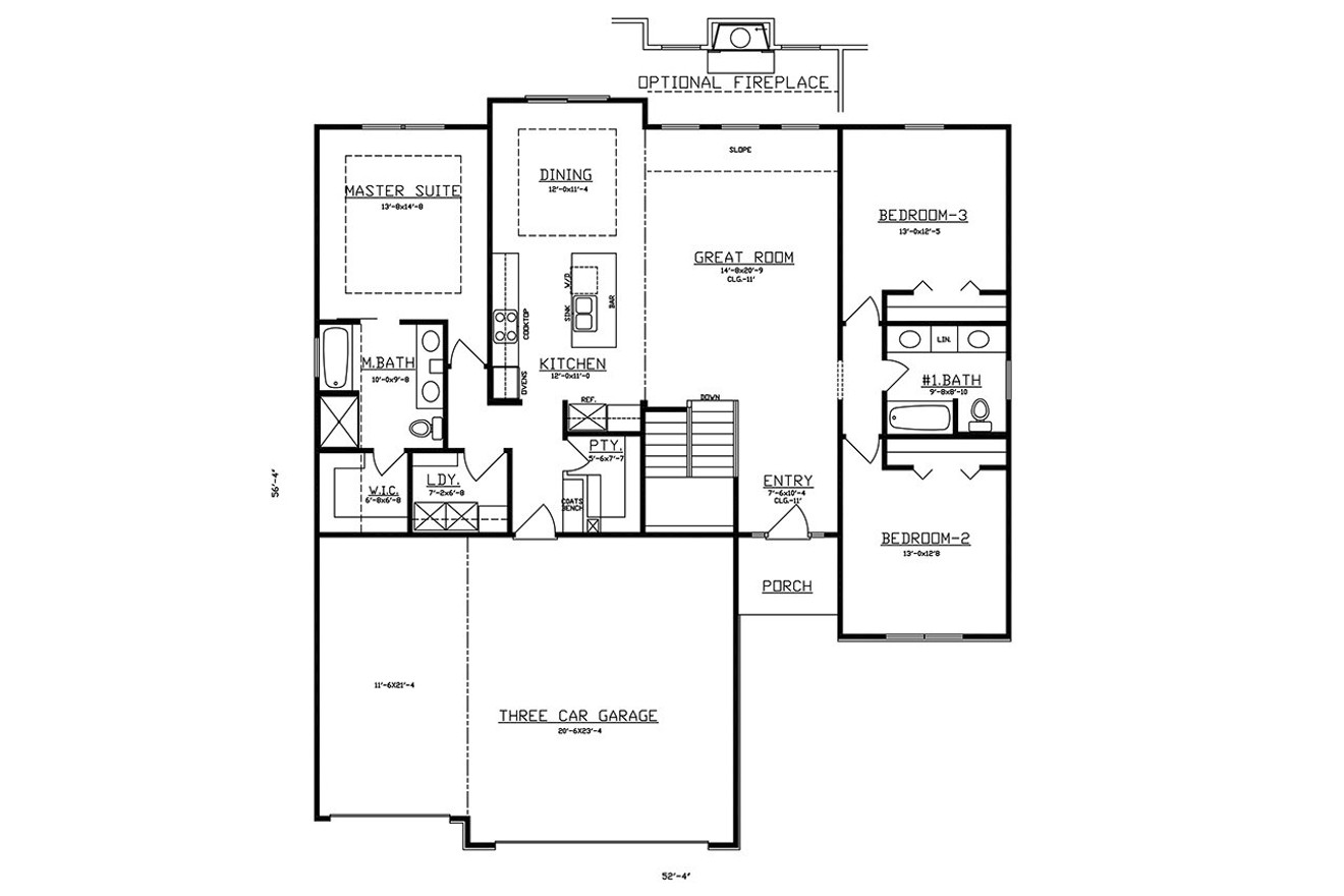 Traditional House Plan - 33698 - 1st Floor Plan