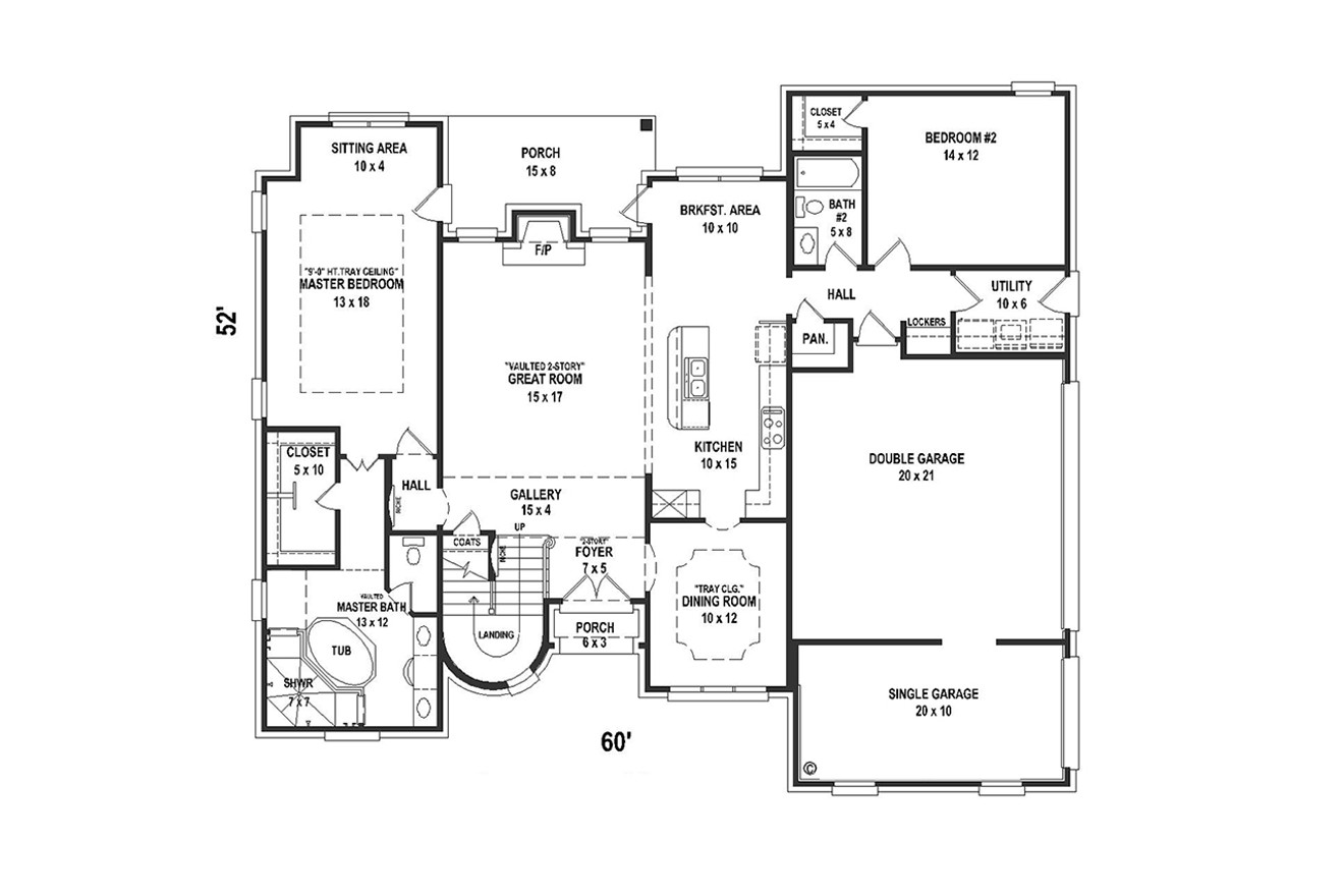 French Country House Plan - 31287 - 1st Floor Plan