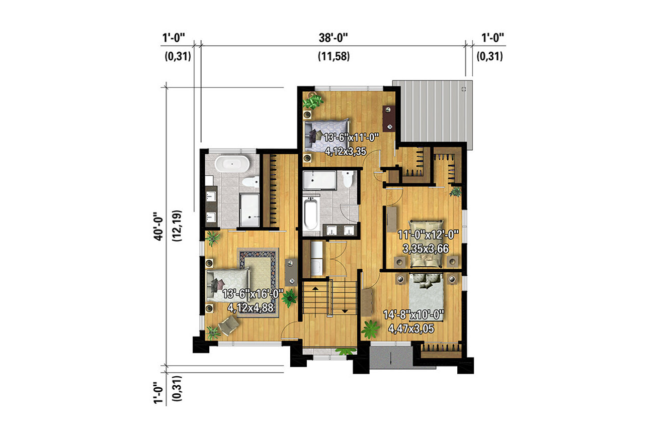 Secondary Image - Modern House Plan - 44740 - 2nd Floor Plan