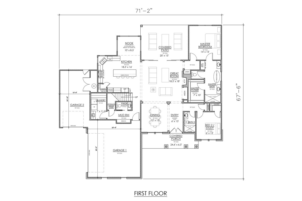 Country House Plan - 19454 - 1st Floor Plan