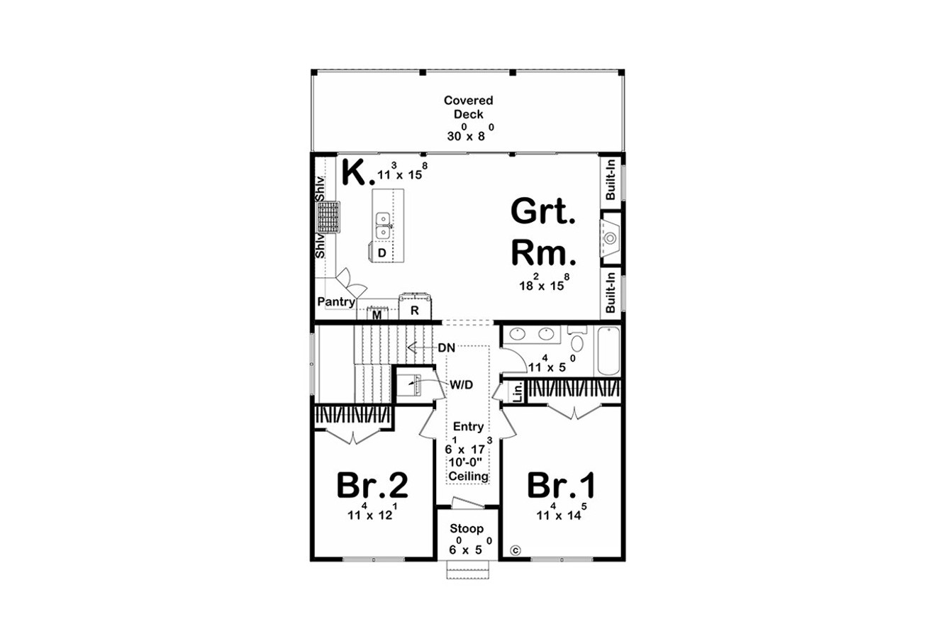 Bungalow House Plan - Jennings  25561 - 1st Floor Plan