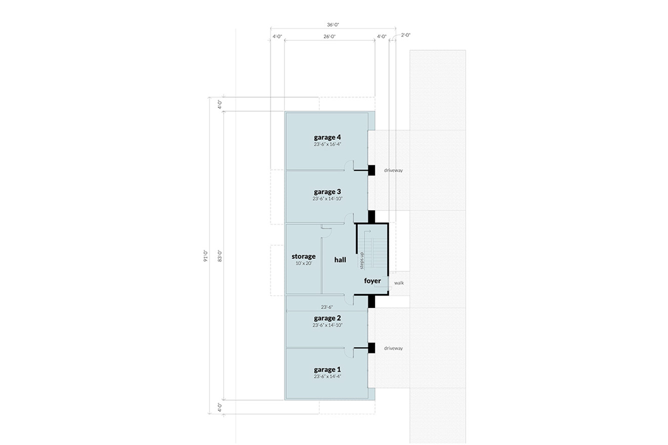 Modern Style Duplex Home Plan - Lower Level Garage Floor Plan  - Other Floor Plan