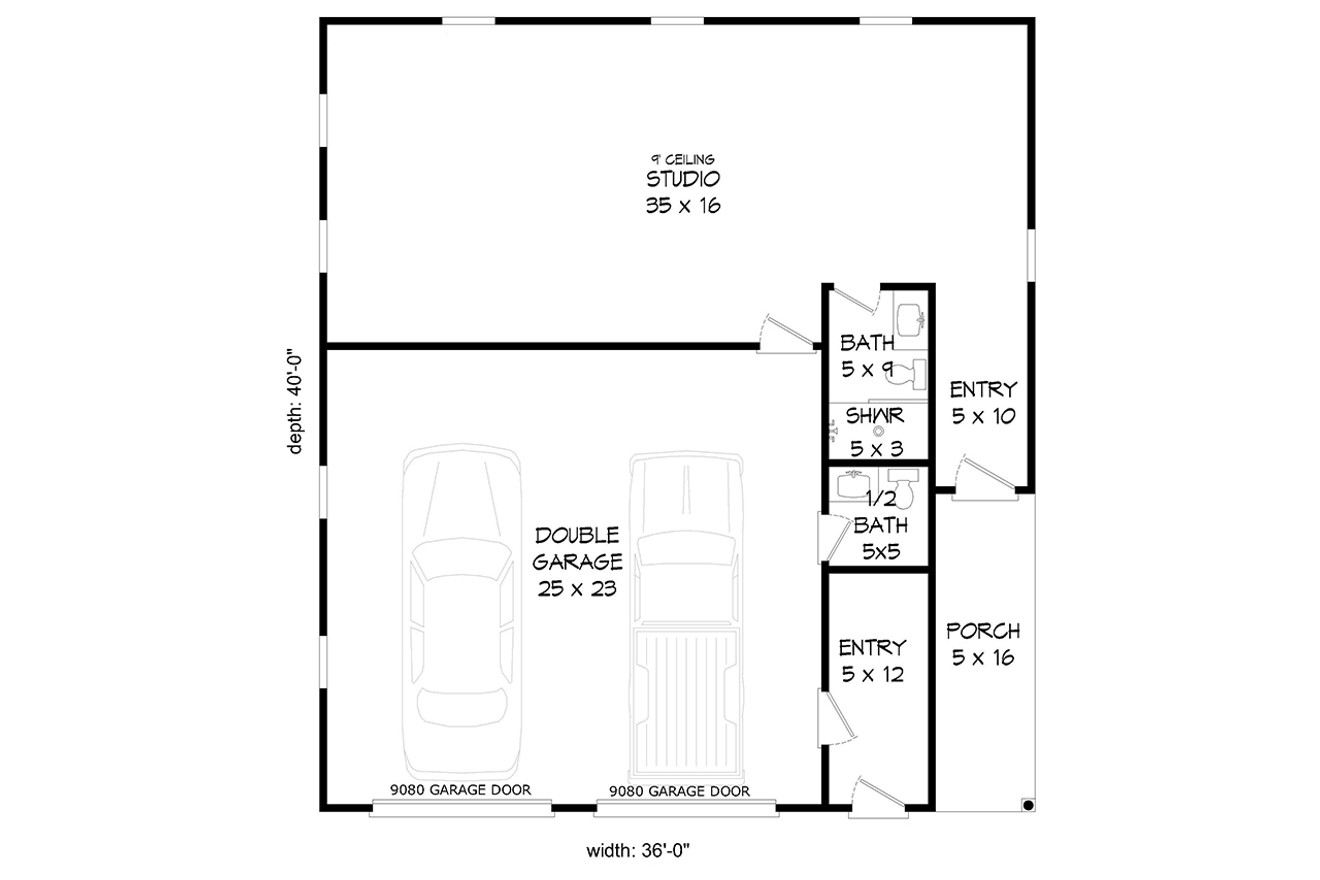 Traditional House Plan - Wilderness Garage 41518 - 1st Floor Plan