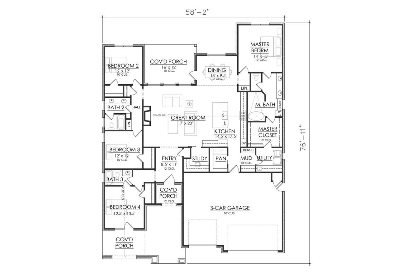 French Country House Plan - Denistone 81324 - 1st Floor Plan