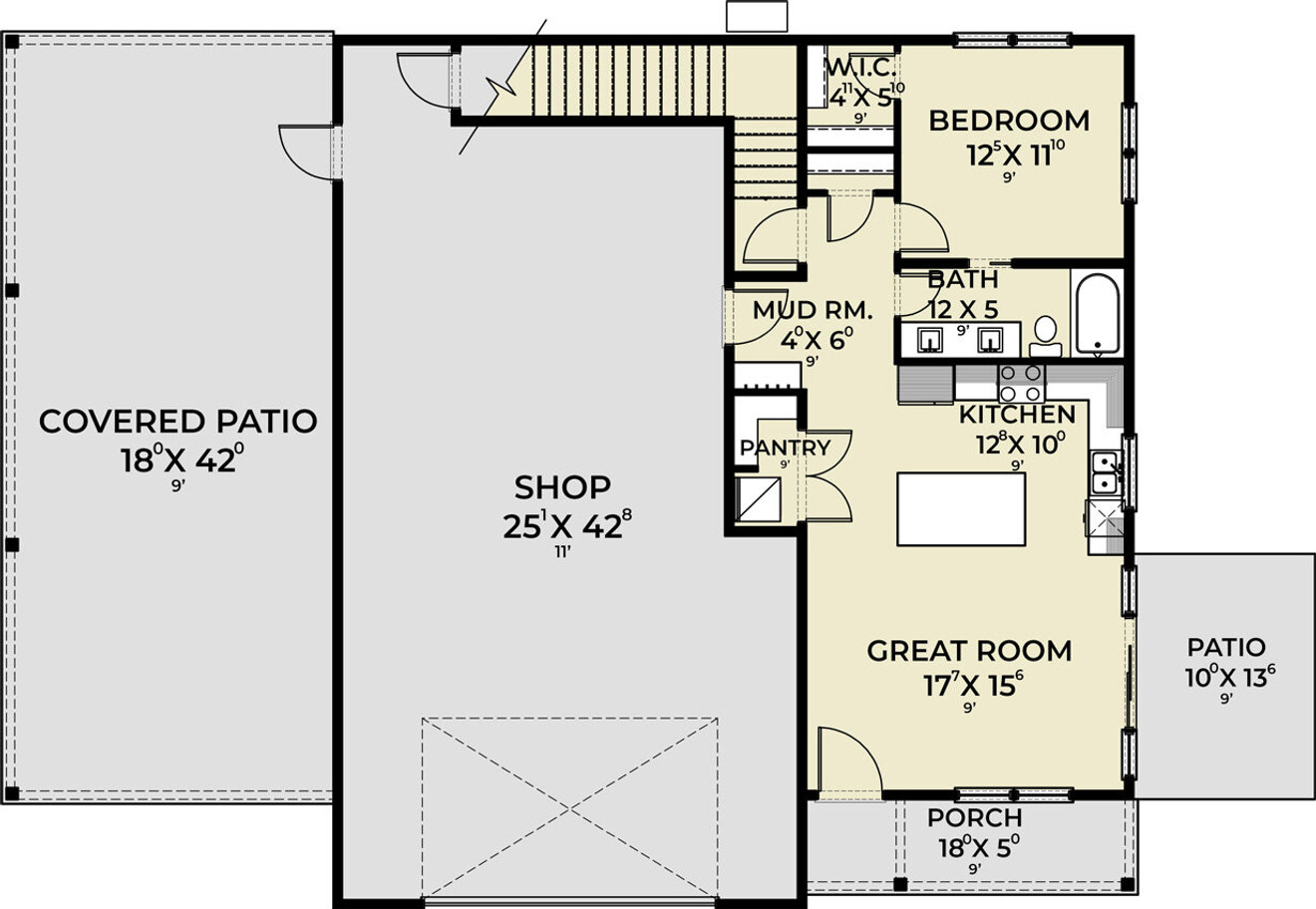 Farmhouse House Plan - 50125 - 1st Floor Plan