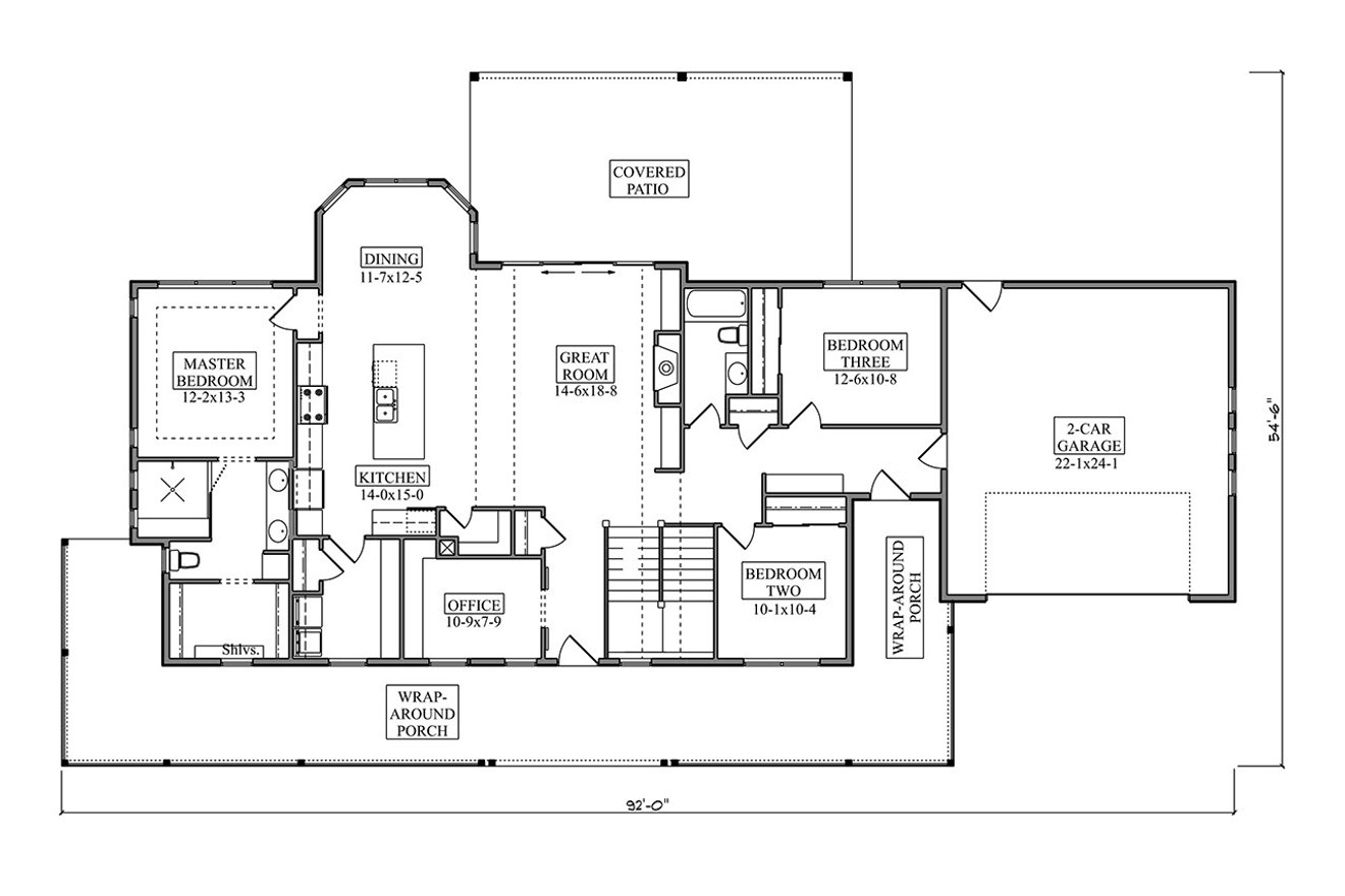 Farmhouse House Plan - Fulton County  89808 - 1st Floor Plan