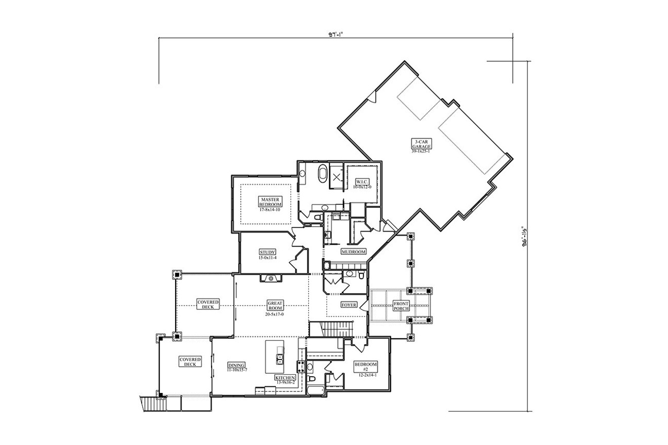 Craftsman House Plan - Little Bear 71033 - 1st Floor Plan
