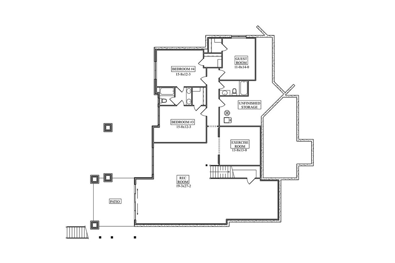 Craftsman House Plan - Little Bear 71033 - Basement Floor Plan