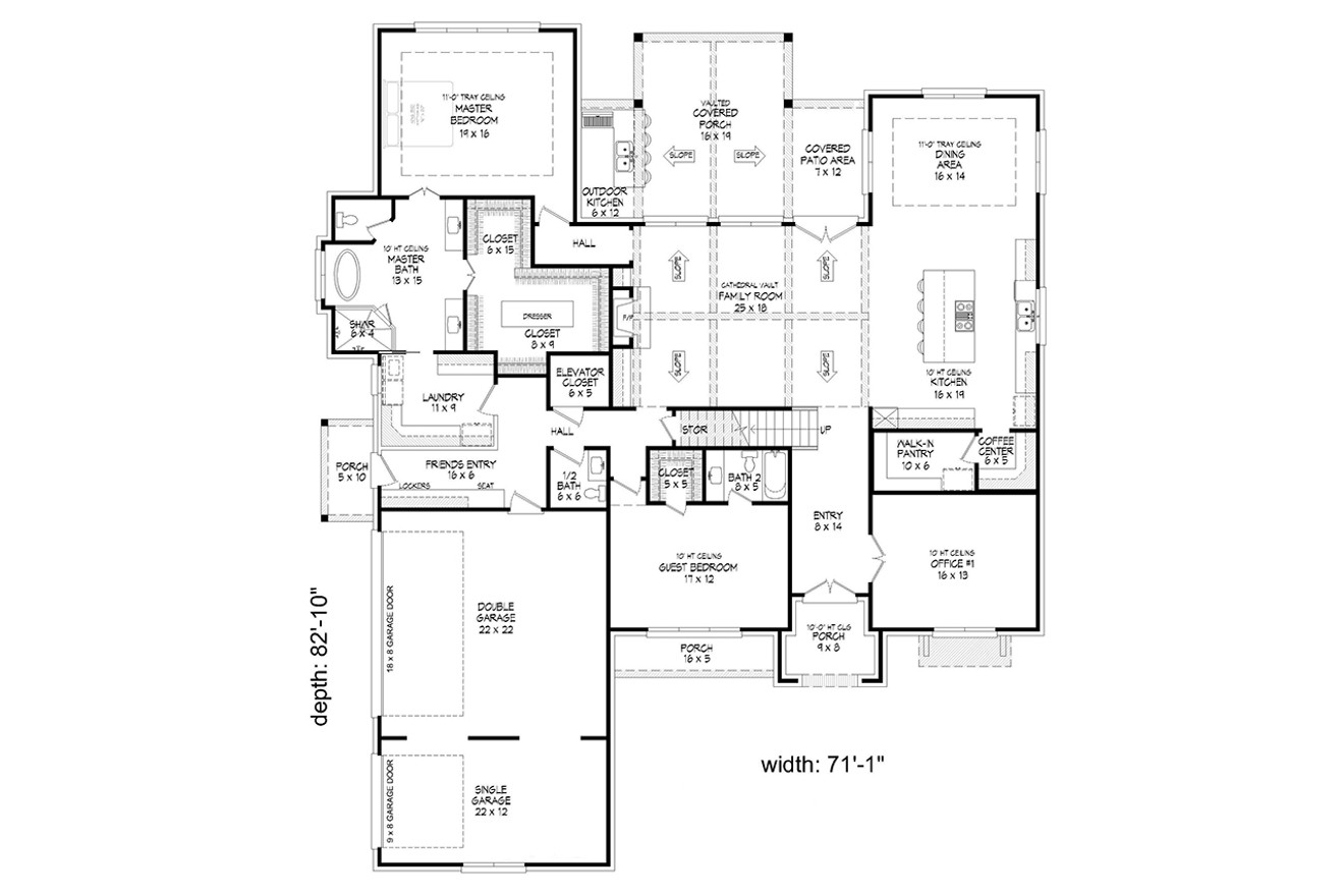 Classic House Plan - Catoma Woods 82626 - 1st Floor Plan